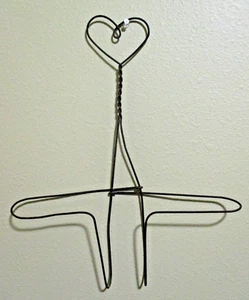 Handmade Artisan Antique Folk-Art Wire Clothes Hanger Heart Motif Adjustible - Picture 1 of 6