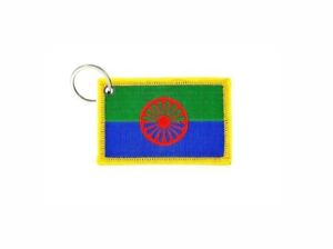 Porte cle cles clef brode patch ecusson badge drapeau roms romani gitan tziganes