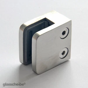 Edelstahl-Halterung m.Gummi für Glas 10mm Klemmhalter für Duschwand Spuckschutz - Bild 1 von 6