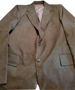Downing Street Herren Größe 38 L Grau Wolle Blazer Sport Mantel Anzug Jacke Nadelstreifen - Bild 1 von 9