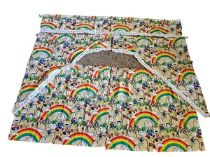 Vintage Snoopy's Marathon Erdnüsse Gang Regenbogen Rennen Vorhang Shams LEBENDIGE Farben - Bild 1 von 5