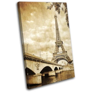 Eiffel Tower Grunge Paris Architecture SINGLE CANVAS WALL ART Picture Print - Picture 1 of 1
