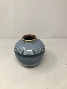 David Beumee japanische blaue Glasur über weiß bauchig Studio Vase - Bild 1 von 4