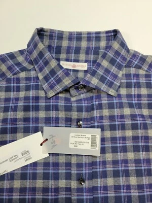 New LUCIANO BARBERA Plaid Check Button Sport Shirt Men's 2XL XXL Gray Blue $340 - Image 1 of 4