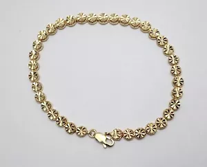 Beverly Hills Gold 14K Yellow Gold Diamond Cut Tennis Link Bracelet 7.75" Length - Picture 1 of 13