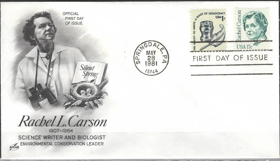 US Scott #1857, "Rachel l. Carson", First Day Cover Art Craft Cachet - Image 1 of 1