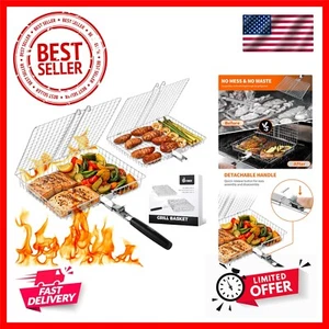 Nesting Grill Baskets, 2pcs Grilling Baskets for Outdoor with Removable Handl... - Picture 1 of 8