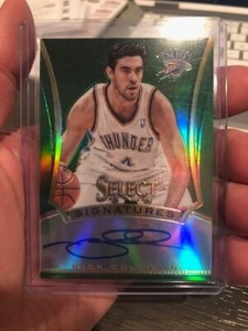 2013 14 NICK COLLISON PANINI SELECT SIGNATURES GREEN PRIZM AUTO /5 OKC THUNDER