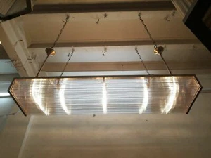 Vintage Old Art Deco Brass & Glass Rod Ship Ceiling Fixture Hanging Light Lamp - Picture 1 of 5