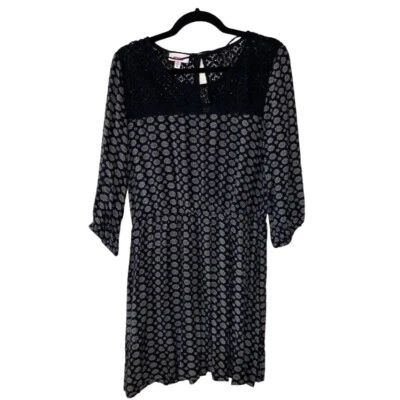 Vestido Bongo elástico largo corto con encaje geométrico mezcla de algodón para mujer talla M Foto 1 de 4