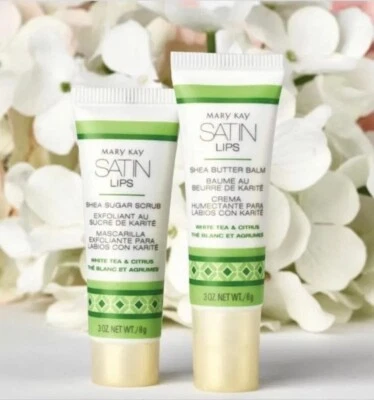 CONJUNTO DE LÁBIOS ACETINADOS MARY KAY~NOVO NA CAIXA~COM CHÁ E BÁLSAMO DE MANTEIGA DE KARITÉ CÍTRICO~ESFOLIANTE! - Imagem 1 de 3