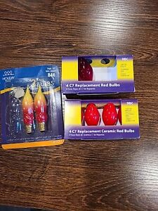 Holiday Time 6 Count C7 Replacement Red Bulbs Ceramic And 2 C7 Flame Bulbs 