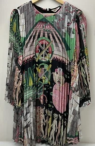Gorman X Jess Johnson Wor Lurex Pleat Midi Dress Size 8 Shimmer Glitter - Picture 1 of 9
