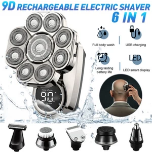 9D 6 in 1 Hombre Cabeza Calva Afeitadora de Barba Maquina de Afeitar Recargable - Bild 1 von 13