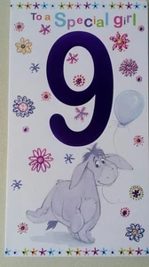 Birthday card Eeyore, 9 Today Disney Winnie the pooh code 55. 12.5 X 23cm - Picture 1 of 4