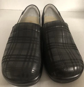 Alegria KEL 597 Keli Pro scarpa zoccoli slip-on in pelle nera a quadri EU 41 US 10 10,5 - Foto 1 di 6