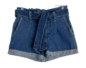 Pantalones cortos de mezclilla Express para mujer 2 bolsas de papel pantalones cortos tiro súper alto elásticos - Imagen 1 de 5