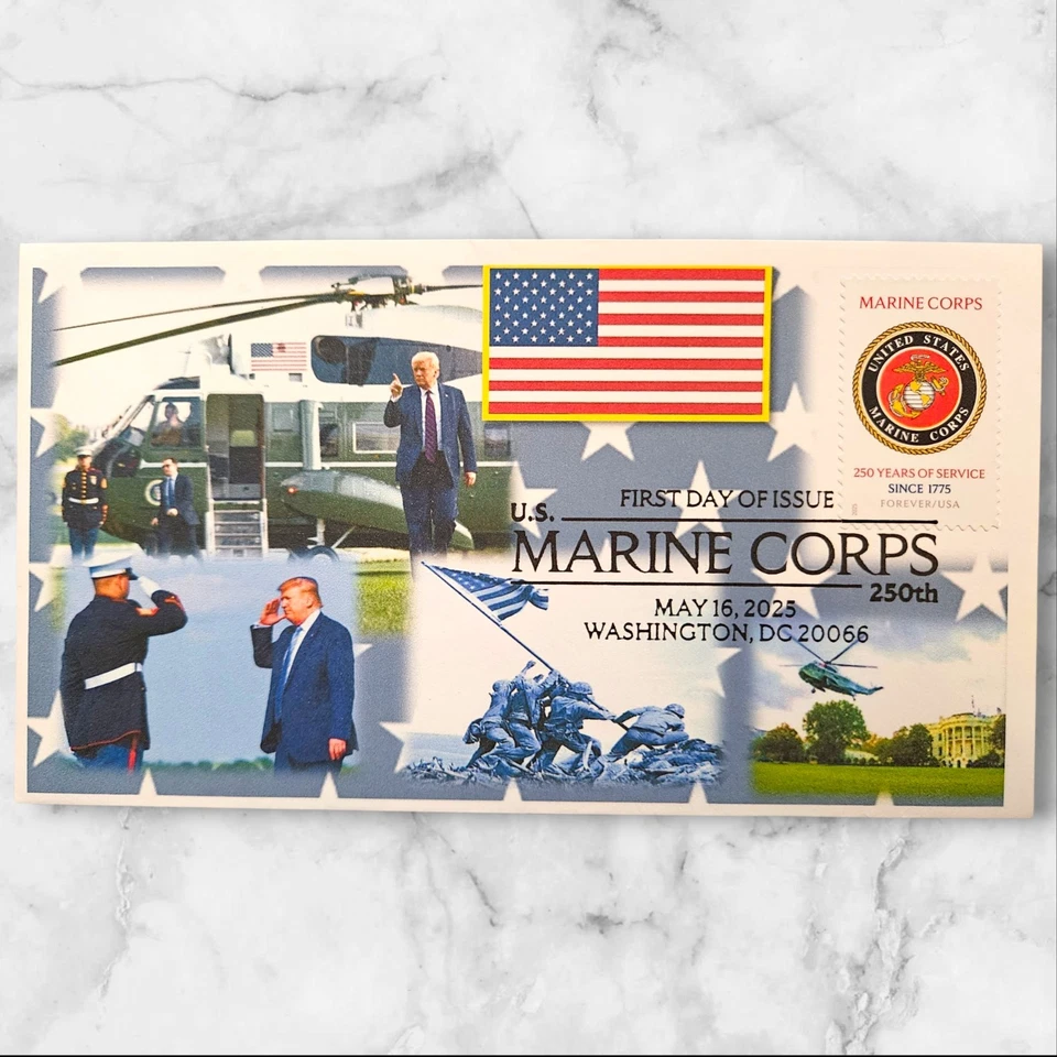 2025 Marine Corps Stamp First Day Cover USA FDC Iwo Jima Donald Trump Marines  - Image 1 of 2