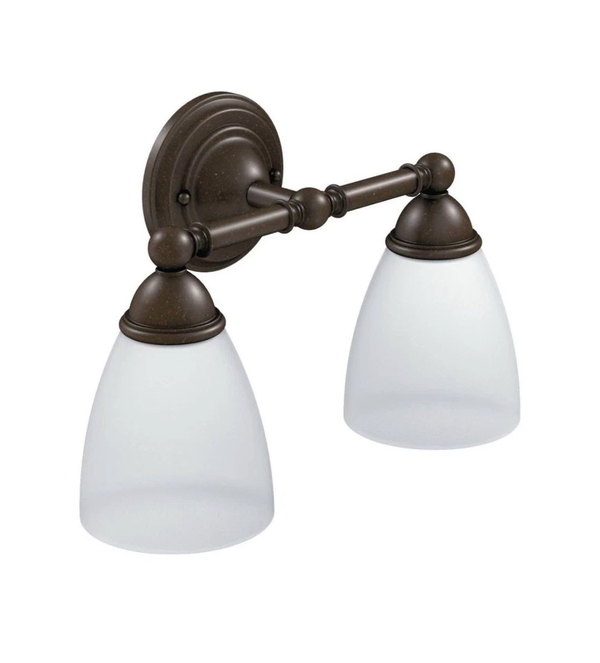 Baño Moen YB2262ORB Brantford bronce frotado con aceite dos luces con pantalla esmerilada Foto 1 de 1