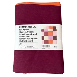 IKEA BRUNKRISSLA Pink Checkered Full/Queen Duvet Cover & Pillowcases - Picture 1 of 4