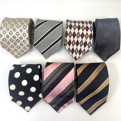VTG Silk Neck Tie Lot 7 Italy Oscar de la Renta Fratelli Moda Diagonal Striped - Image 1 of 4
