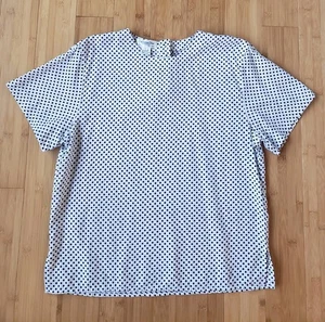 Vintage 1980er Christian Dior separat gepunktet schwarz & weiß Baumwolle Bluse Damen 12 - Bild 1 von 10