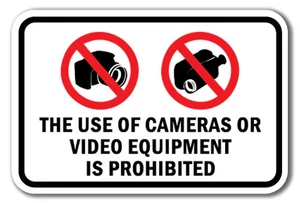 Se prohíbe el uso de cámaras o video letreros de aluminio de calibre pesado de 12" x 18" - Imagen 1 de 4