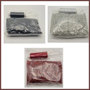 Kit Perline Artigianali in Vetro 200g con Filo e Aghi – Rosso Argento Nero Gioielli Ma - Foto 1 di 10
