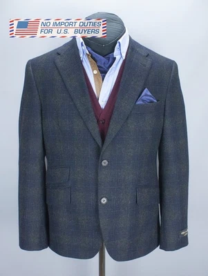 M&S Luxury Nova Fides Navy/Gray Mix Blazer Jacket 107 cm 42 in Short EU 52 - Image 1 of 4