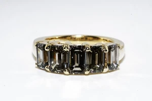 $6,000 10K Yellow Gold 3.39CT Emerald Cut Cognac Lab Grown Diamond Ring - Picture 1 of 8