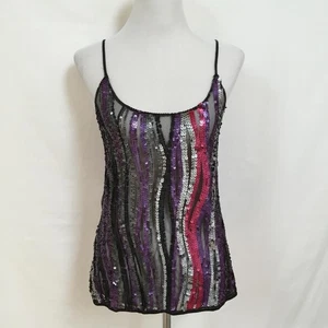 Top Cami Arden B Talla Pequeña Negro Púrpura Fucsia Plata Lentejuelas Nuevo Etiqueta $88 - Imagen 1 de 5