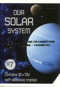 2015 Our Solar System - Stamp booklet Barcode 317997 ANDA/APTA Melb Overprint - Bild 1 von 3