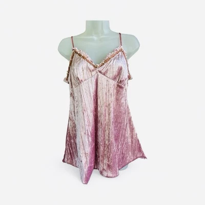 Винтажная Y2K Меган Ноланд Розовая Измельченная Бархатная Кукла Camisole Fairycore L - Изображение 1 из 4