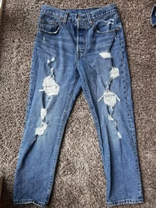 Levi`s 501 Straight Jeans W26"-L26" Women`s Relaxed Fit Blue - Read Description - Picture 1 of 5