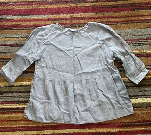 Pure J Jill Linen Top Womens XL Gray 3/4 Sleeve Tunic Lightweight Relaxed - Picture 1 of 12