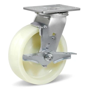 6" X 2" Heavy Duty Casters- Solid Nylon Caster Wheels for Food Processing Pla... - Foto 1 di 7