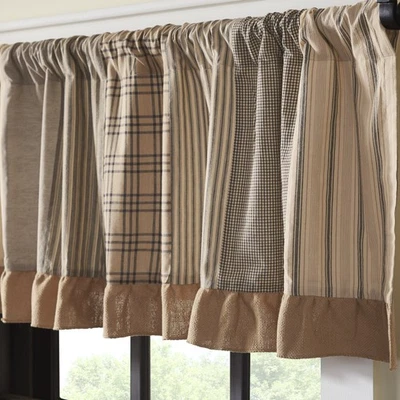 Farmhouse 19"x72" Valance Grey Rod Pocket Kitchen Window Curtains VHC Brands - Image 1 of 4