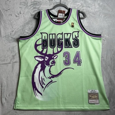Camiseta Mitchell & Ness Milwaukee Bucks Ray Allen Para Hombre 2XL Verde Neón NBA Recarga Foto 1 de 4