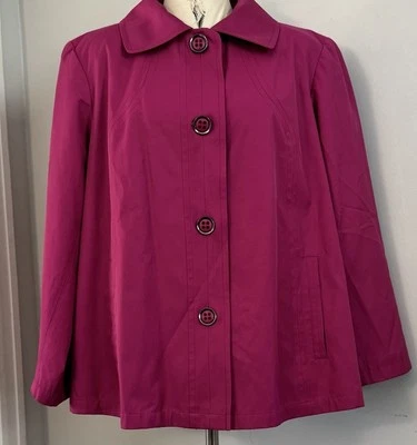 Abrigo de lluvia corto Nordstrom Gallery rosa intenso con acento rojo para mujer talla grande 2X Foto 1 de 4