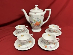 Rosenthal Classic Flowers Sm. Kaffeekanne mit Demitasse Tassen & Untertassen Germany - Bild 1 von 8