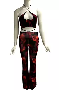 White Fox Bustier Pink Flame Size S 8 10 Fantasy Black and Sheer Pants Size M - Picture 1 of 14