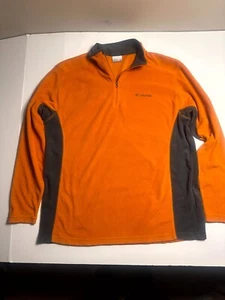 Columbia Sweater Mens Large Orange Fleece Long Sleeve Mock Neck 1/4 Zip Pullover - Picture 1 of 6