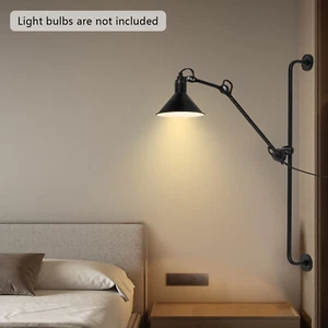 360° Swing Long Arm Wall Sconce Lamp Bedroom Bedside Lighting Fixture Adjustable - Picture 1 of 22