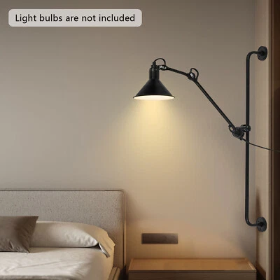 Aplique de pared de brazo largo oscilante ajustable 360° lámpara dormitorio cabecera accesorio de iluminación Foto 1 de 4