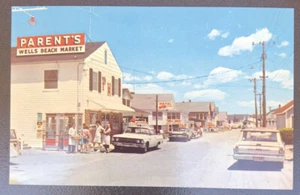 A View of Business District on Atlantic Avenue, Wells Beach, Maine ME Postcard - Picture 1 of 2
