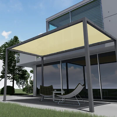 E&K Beige 16-24ft Waterproof Sun Shade Sail Straight Edge Canopy Awning Patio Garden