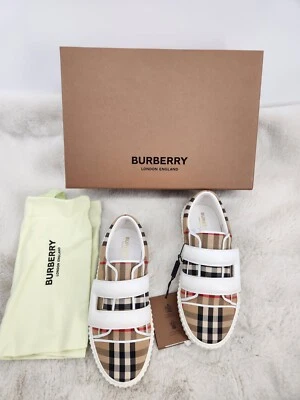 NUEVO EN CAJA Zapatillas Burberry para niños Mark Low-Top a cuadros talla UK 2.5 EU 35 Foto 1 de 4