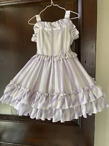 Girl's Vintage Lilo of California Ruffled White & Purple Pageant Dress Sz 5 - Picture 1 of 7