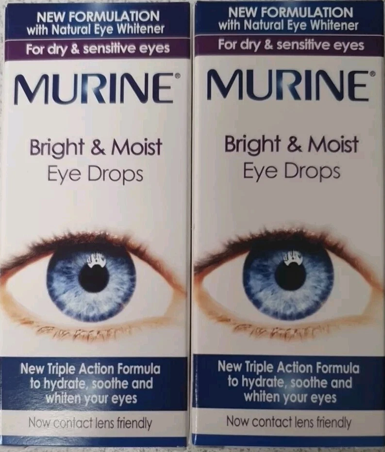 Gotas para ojos Murine Bright & Moist paquete de 15 ml x 2 UK Stock NUEVA formulación  Foto 1 de 1
