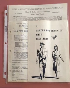 Fine Arts Sterling Silber & Fine China Co. Vintage 50er Jahre Werbung 3 unmarkiert - Bild 1 von 7